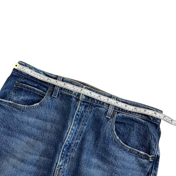 Levis Premium 70s High Flare Jeans Dark Wash Size 32 Bell Bottom Boho Western - Picture 10 of 14